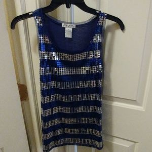 Ultra pink sequins top size m blue /silver